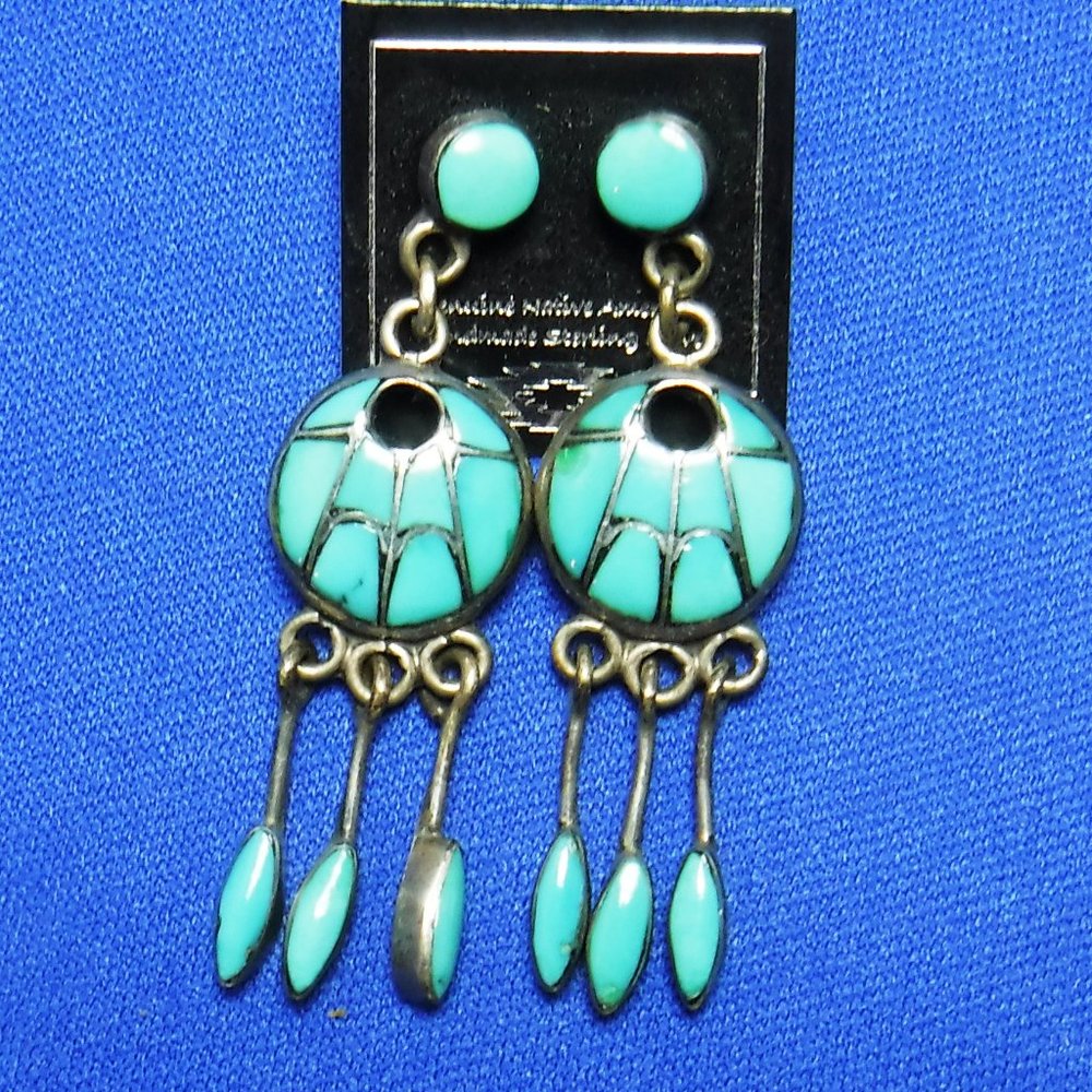 Post Earrings, Inlay, Turquoise